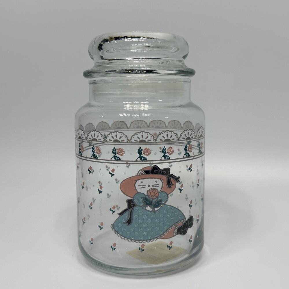1988 CHD Country Farmhouse Kitty Cat Glass Canister Jar Grannycore Cottage